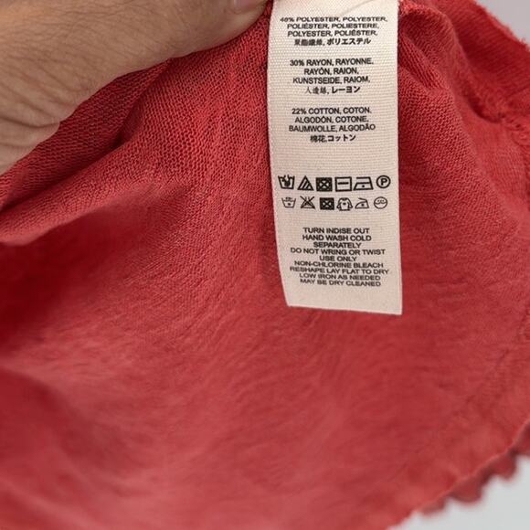 FREE PEOPLE CAMELIA SIESTA FIESTA CROCHET TRIM LONG SLEEVE TOP size M loose fit - Picture 6 of 8